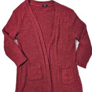 Modern Canvas Popcorn Chenille Cardigan Red Women's Size XXl